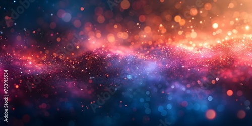 Colorful Particles and Bokeh Resembling a Nebula in Space: Abstract Background. Concept Nebula, Space, Abstract, Colorful Particles, Bokeh © Ян Заболотний