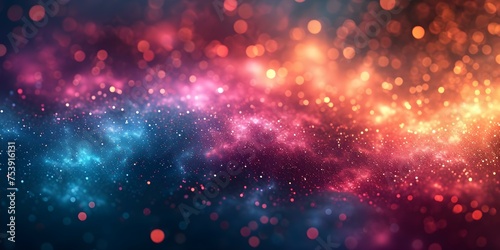 Colorful Particles and Bokeh Creating an Abstract Nebula in Space. Concept Abstract Photography, Colorful Particles, Bokeh Effects, Nebula Theme, Space Art