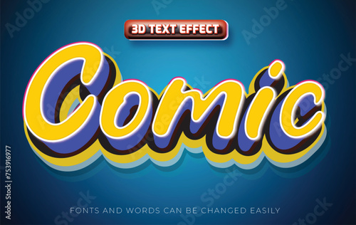 Comic retro yellow 3d editable text effect style