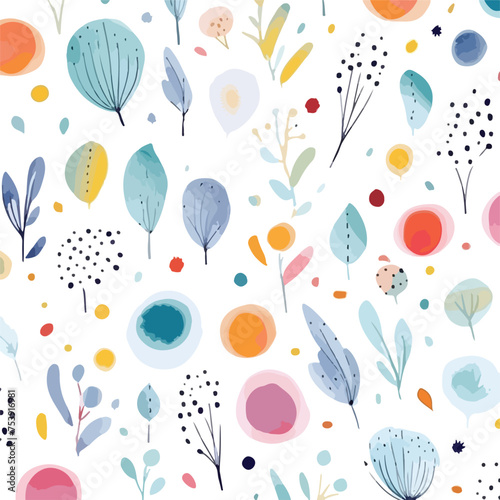 Watercolor abstract seamless pattern with hand drawn