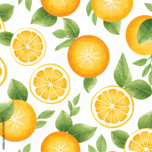 Watercolor seamless pattern with citrus fruits. Flat