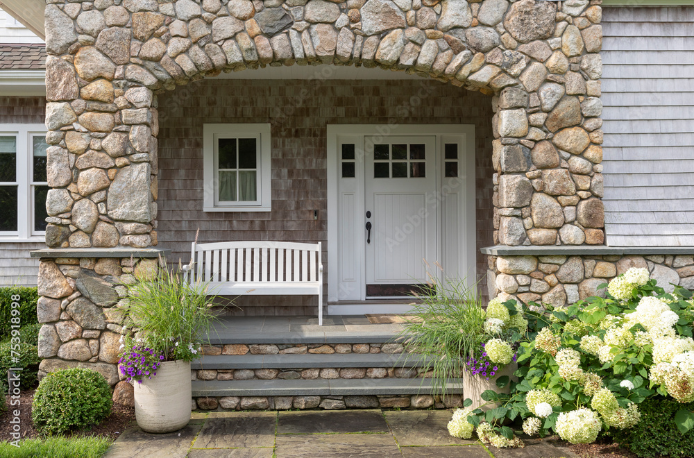 Front Door Exterior Facade Contemporary House in Summer Front Door Exterior Facade Contemporary House in Summer
