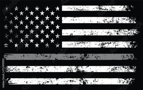 Digital illustration of a simple American flag for vintage backgrounds
