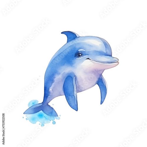 Playful Dolphin Watercolor Illustration
