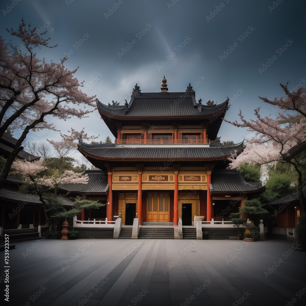 Chinese temple without people. Generative AI Chinese temple without people. Generative AI