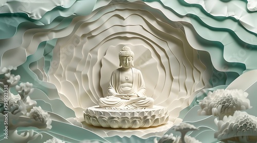 3D Paper Buddha Sculpture by Yoshio Matsuo and Alison Lam, To provide a visually stunning and culturally significant piece of art that showcases the photo