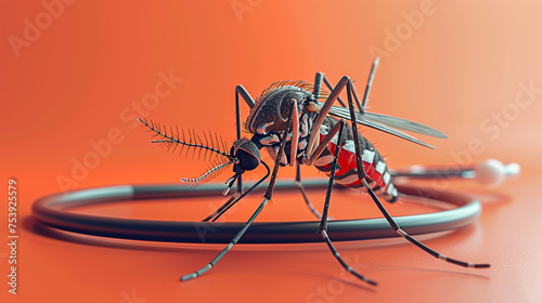 World malaria day illustration of malaria and a mosquito wrapped by a stethoscope, medical health care  © Mahnoor