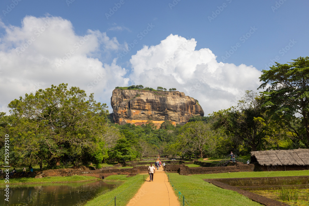 Sigiriya, February 5, 2024. Tourists walk through the gardens leading up to the Sigiriya rock fortress in the Central Province of Sri Lanka