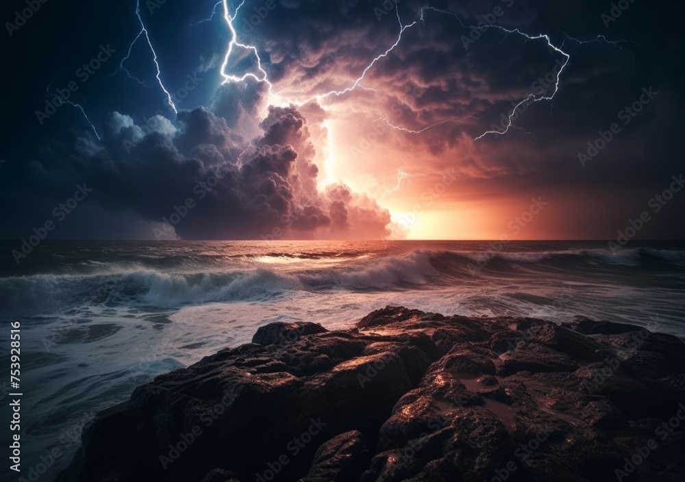 Thunderbolt Horizons: Explore the dynamic beauty of a stormy landscape, where lightning casts its brilliant streaks across the canvas of the sky.