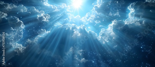 Divine Light Beam Shining from Heaven, To evoke feelings of hope, inspiration, and tranquility, perfect for use in spiritual or religious contexts,