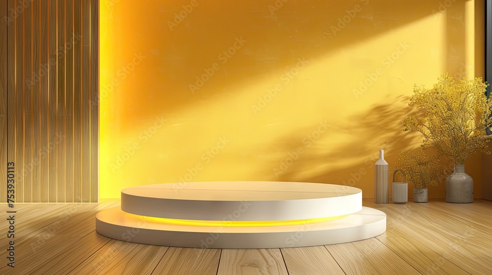 Kitchen Background Podium Product Display Wall Table Empty 3D Pedestal ...