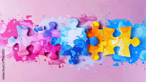 World Autism awareness day colorful logo, . Can be used for banners, backgrounds, badge, icon, medical posters, brochures, print and health care awareness campaign for autism, ai generated 