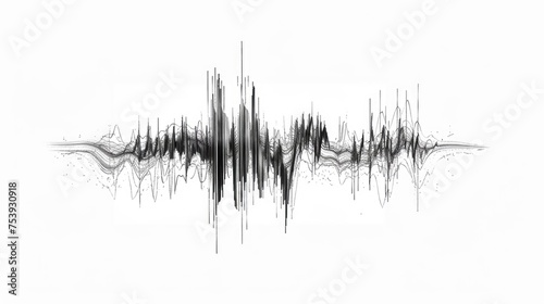 Line Wave Music Sound One Noise Audio Frequency Icon Signal Podcast Radio Soundwave Waveform Volume Art Hand. Acoustic Line Music Logo Recording Voice Wave Doodle Sketch Abstract. Vector Illustration