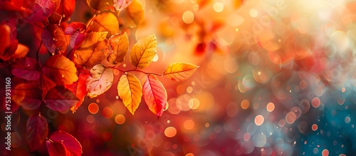 Vibrant Autumn Background with Bokeh Lights, To provide a visually appealing and high-quality autumn background for various design needs, such as