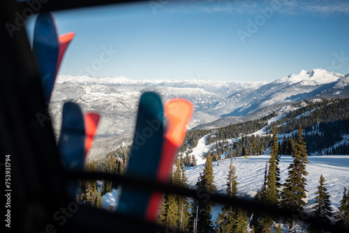 rocky mountain view out of a gondola photo