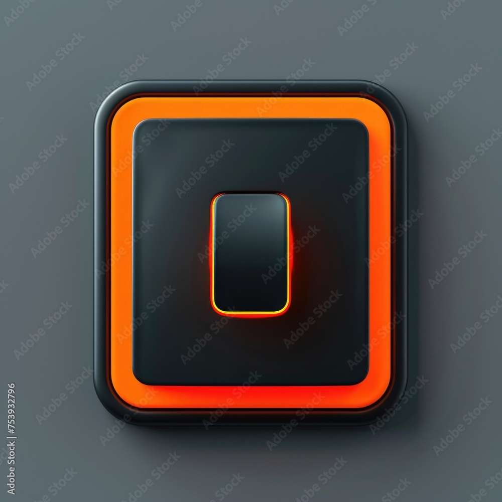 Orange-black light switch button in 3D style. AI generative. Orange-black light switch button in 3D style. AI generative.