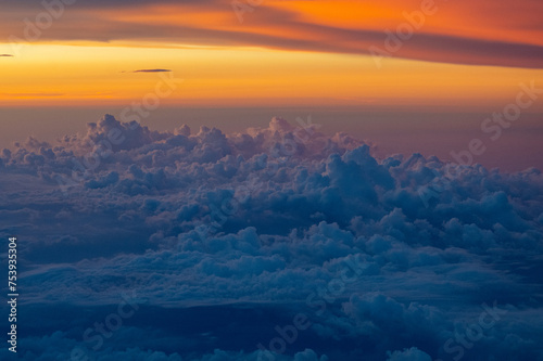 Aerial View of Clouds And A Colorful Sunset photo