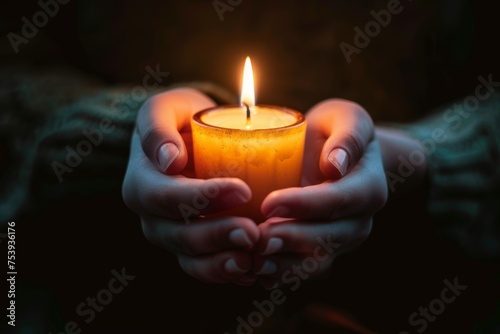 A person is holding a candle in their hands