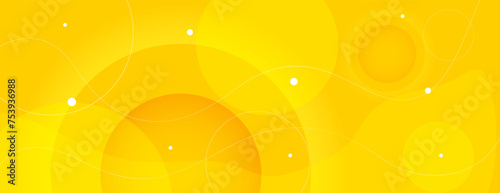 yellow abstract background with circle shapes and wavy line. vector illustration