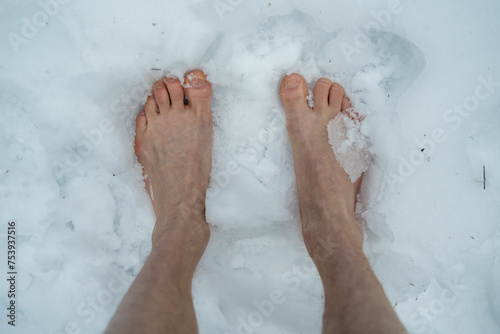 bare foot in the snow photo