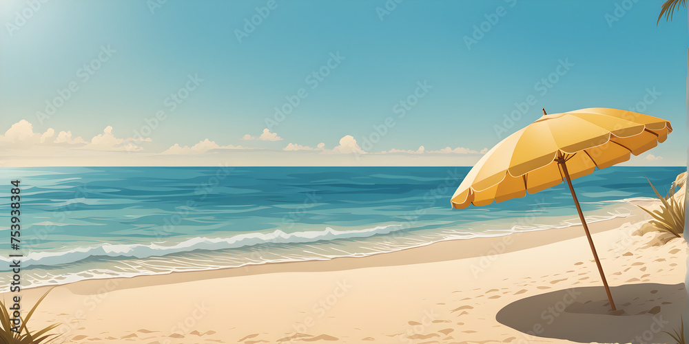 beach holiday vector drawing 2