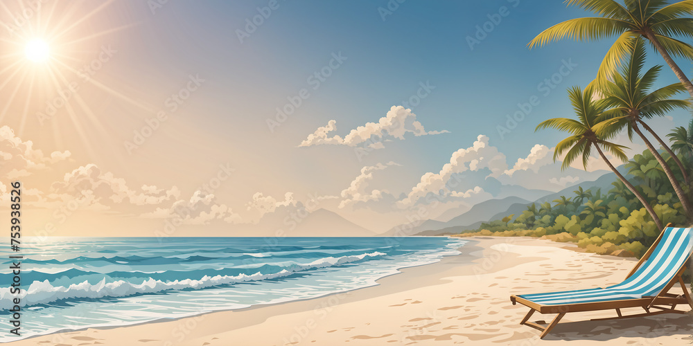 Naklejka premium beach holiday vector drawing 7