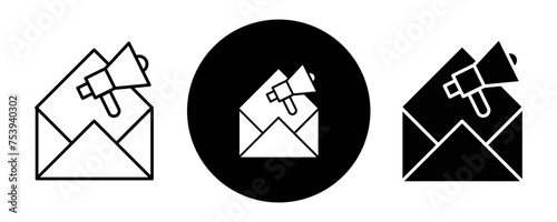 Email marketing outline icon collection or set. Email marketing Thin vector line art
