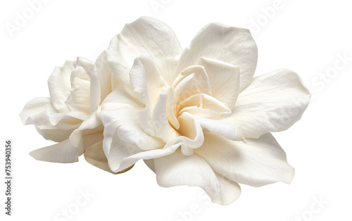 Pure Elegance White Gardenia Fragrant Petals Isolated on Transparent Background PNG.