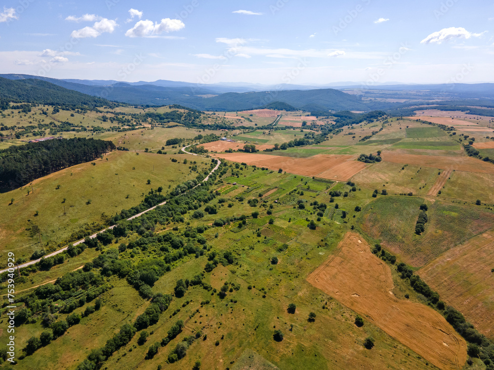 Aerial view of village of Zheravna, Bulgaria