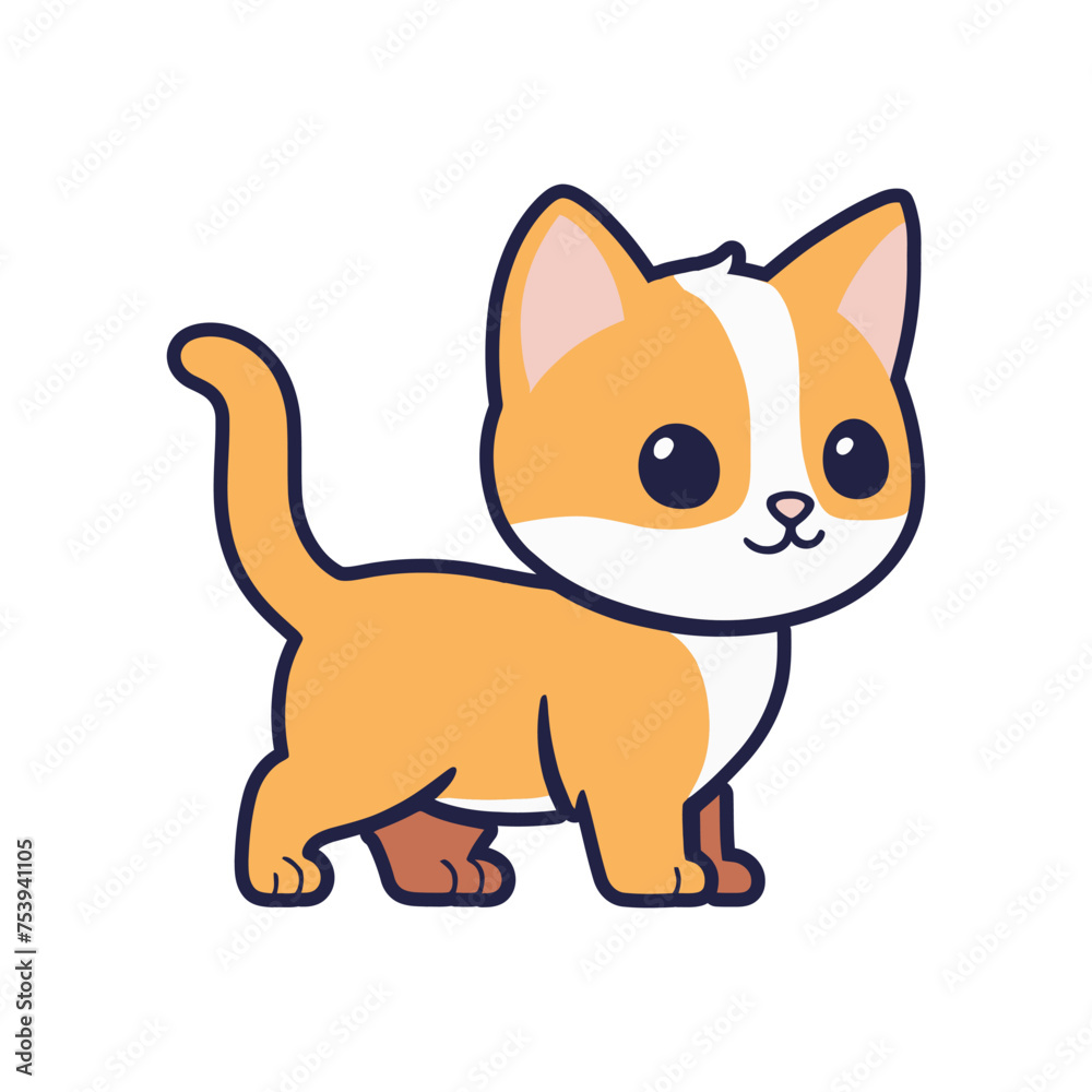cute orange cartoon baby cat feel happy