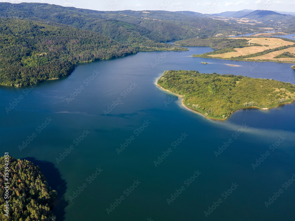 Aerial view of Yovkovtsi Reservoir, Bulgaria