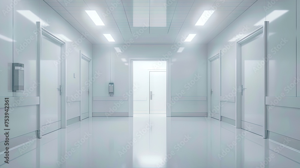White Room With Closed Door In Hospital