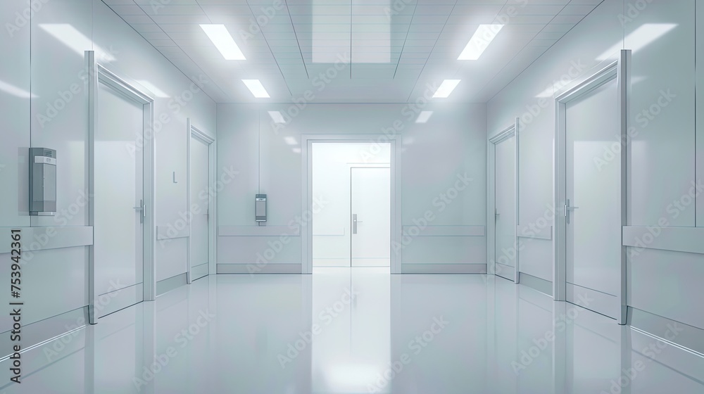 Fototapeta premium White Room With Closed Door In Hospital