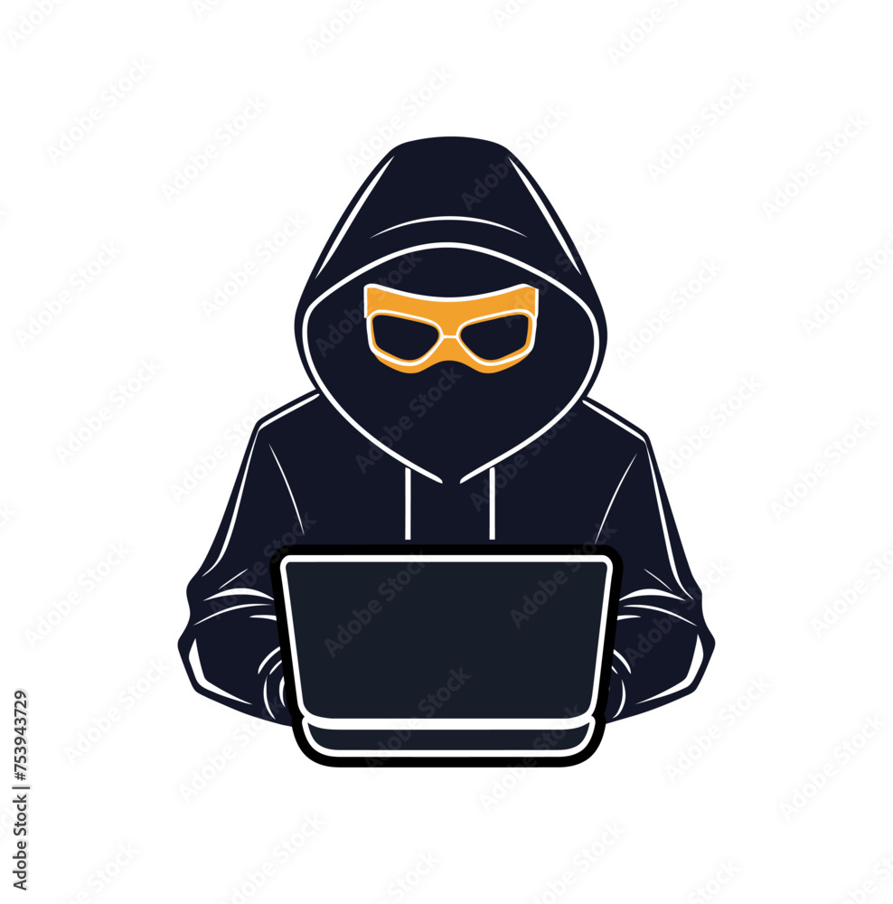 hacker with laptop logo with good quality and design hacker with laptop logo with good quality and design