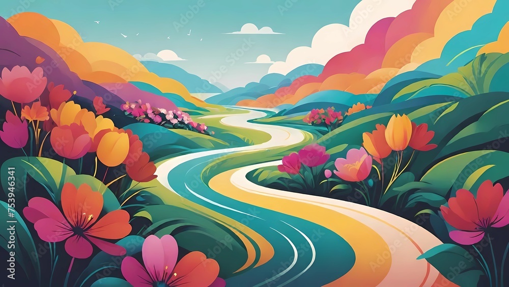 Fototapeta premium landscape with mountains 