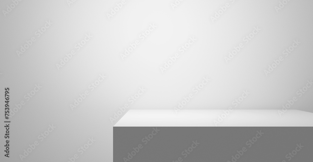Abstract white table top podium close up mock up - Place for Product Placement and Advertisement, empty place 3d podium spotlight gray gradient background display, clean bright empty stage podium, ads Abstract white table top podium close up mock up - Place for Product Placement and Advertisement, empty place 3d podium spotlight gray gradient background display, clean bright empty stage podium, ads