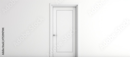 An empty room featuring a white door and white wall. The room appears stark and devoid of any furniture or decoration. The door stands out against the plain wall in a minimalist setting.