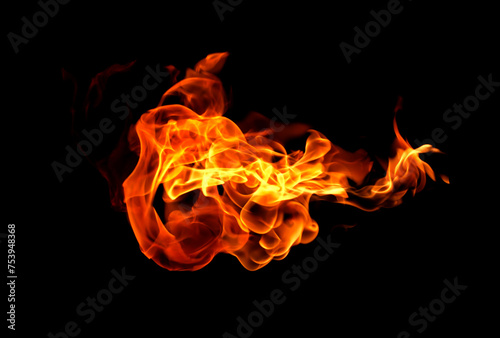 Fire flames on a black background abstract.