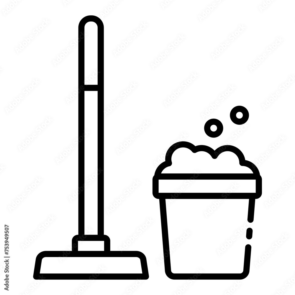 Mop and bucket icon Mop and bucket icon