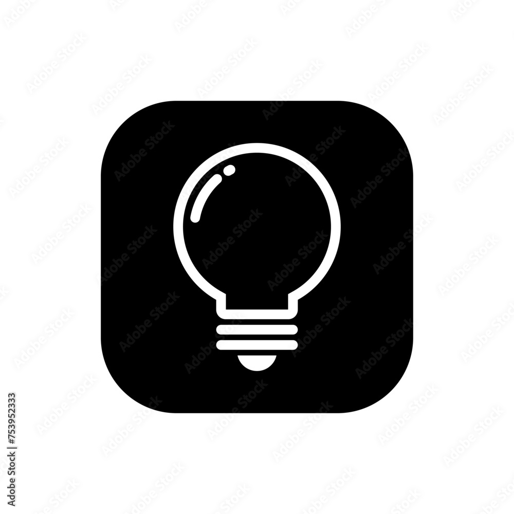 Light bulb line icon vector on square background. Lamp, idea sign symbol Light bulb line icon vector on square background. Lamp, idea sign symbol