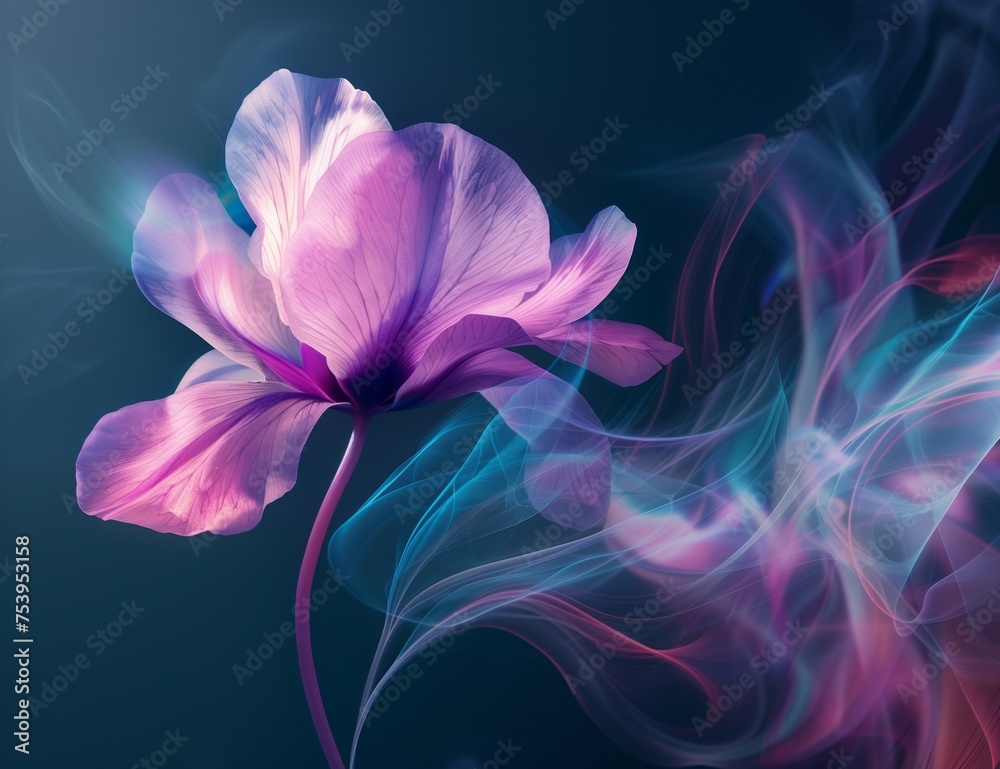 Lebanese cyclamen flower combined with chromatic waves Lebanese cyclamen flower combined with chromatic waves