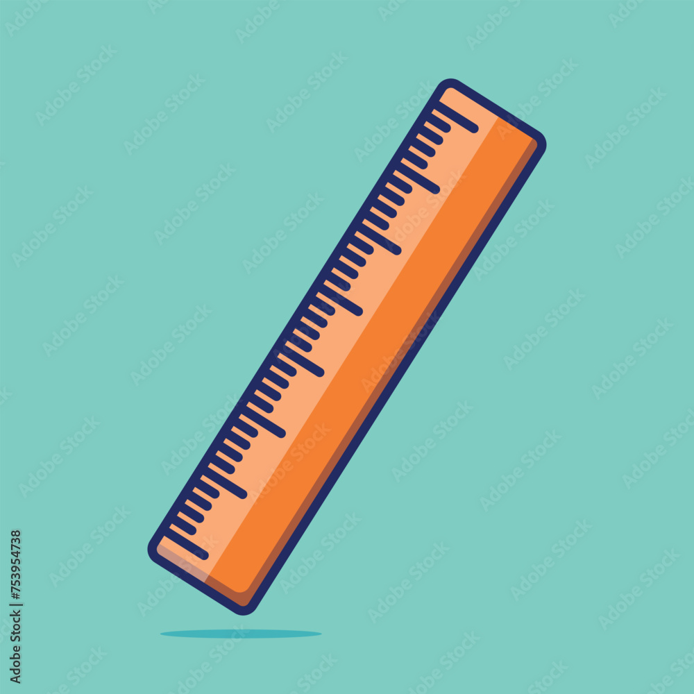 A Cartoon Vector Icon Illustration of a Ruler, Signifying school Tools Object A Cartoon Vector Icon Illustration of a Ruler, Signifying school Tools Object