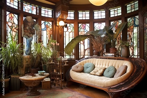 Vintage Charm: Art Nouveau Living Room Inspirations with Asymmetrical Design