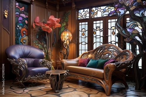 Art Nouveau Living Room: Whimsical Patterns & Rich Colors Inspiring Decor