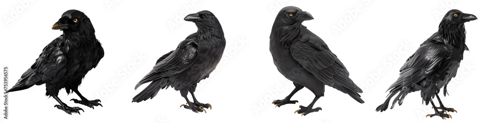 Realistic Ravens on Transparent Background Realistic Ravens on Transparent Background