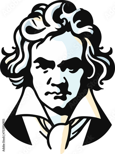 Beethoven illustration created by artificial intelligence.
