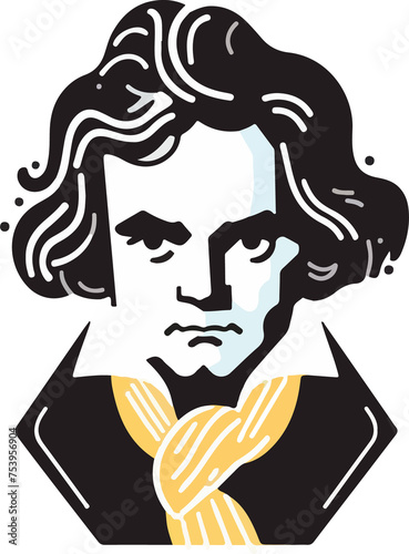 Beethoven illustration created by artificial intelligence.
