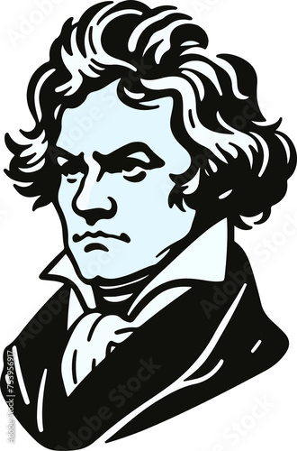 Beethoven illustration created by artificial intelligence.
