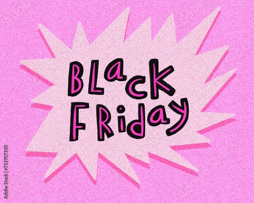 Black Friday promotion, Retro glitter on pink illustration photo