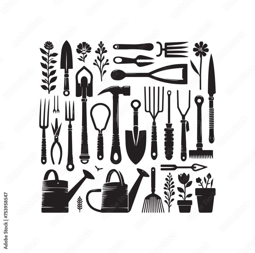 garden tools icon vector silhouette style illustration garden tools icon vector silhouette style illustration